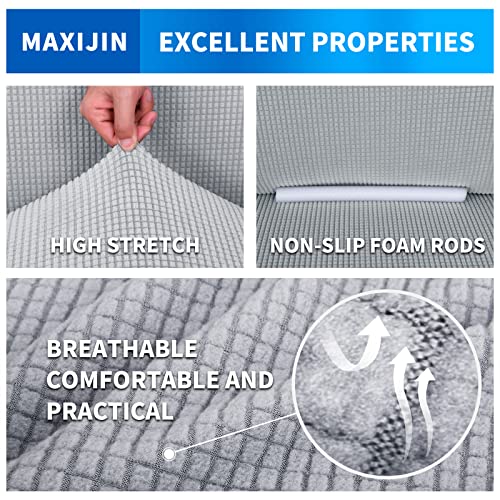 MAXIJIN Super Stretch Sofa Cover for 3 Seater, 1 Piece Universal Jacquard Spandex, Pet Friendly Protector (3 Seater, Silver Grey)