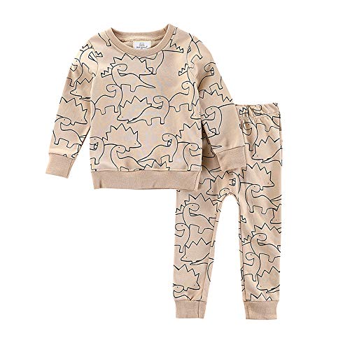 BIBNice Boys Outfit Sets Toddler Clothes Long Sleeve Top and Pants Kids Clothing Dinosuar 5T - Thumbnail 6