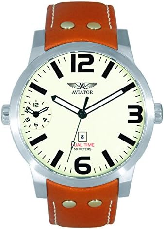 Aviador para hombre Dual time acero inoxidable reloj con ...