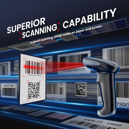 Eyoyo Wireless Barcode Scanner: 2.4G Wireless & USB Wired Connection, Ergonomic Handheld Barcode Scanner Reader for 2D/1D QR Codes, Automatic Fast and Accurate Scanning on Phone, Laptop, Tablet