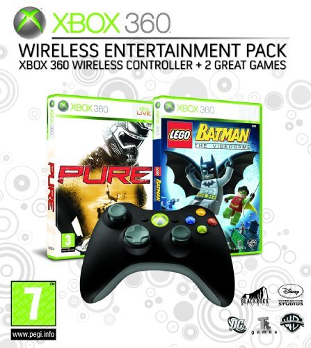 Xbox 360 Wireless Entertainment Pack (includes Xbox 360 Wireless Controller Black and Two Xbox 360 Games - Pure and Lego Batman)