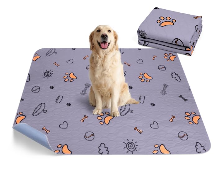 Washable Pee Pads for Dogs, 2 Pack Large 34"x36" Super Absorbent Reusable Puppy Pads Pet Training, 100% Waterproof Non-Slip Pad Whelping Dog Playpen Crate Mat for Potty Image
