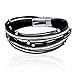 MALDON Plus Size Casual Leather Wrap Bracelet with Magnetic Clasp for Women,Lady,Wife Gift,Large Size,16 to 18 inches (Black, 18)