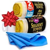 Premium Chamois Cloth for Car - 2 Pack - Mini Car Shammy (17 x 13 inches) - (Two Tubes + One Extra Shammy Towel for Car)