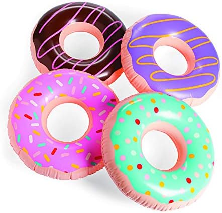 Fun Express Inflatable Donuts (12 Pieces) Donut Party And Pool Party Decorations 15" Wide Birthday Party Supplies