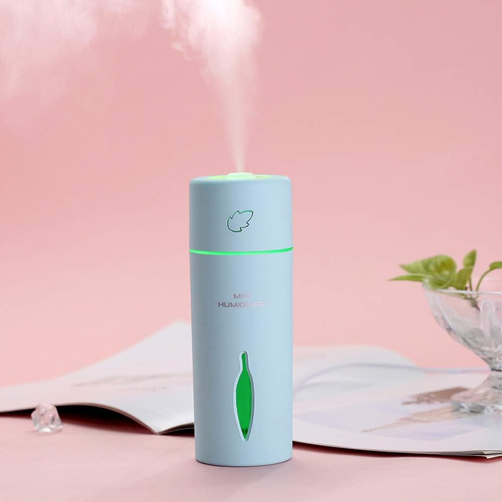 Mini Humidifier and Essential Oil Aroma Portable Diffuser - Personal Ultrasonic Cool Mist USB Humidifier with Auto Timer Shut-Off for Babies and Kids Bedroom, House, Hotel, Office, Car, Travel (White)