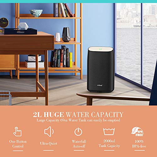 Afloia Electric Dehumidifier for Home Bathroom 2000ML(68 oz),Portable Dehumidifiers for Home 2201 Cubic Feet Space,Quiet Auto-Off Dehumidifiers for Bathroom Kitchen Bedroom Bedroom Closet (Black)