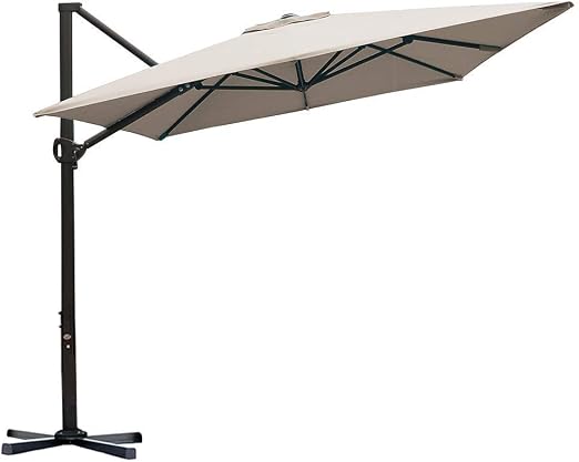 Abba Patio Rectangular Offset Cantilever Patio Umbrella With Crank Lift Tilt And Cross Base 8 X 10 Feet Sand Amazon Ca Patio Lawn Garden
