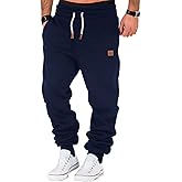A WATERWANG Men's Fleece Sweatpants Heavyweight Cotton Tapered Joggers Workout Running Sweat Pants with Pockets