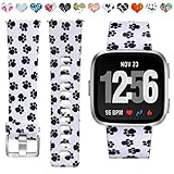 Maledan for Fitbit Versa Bands, Paw Print, Small