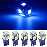 Partsam 5x for Cab Marker Light Roof Running Light Lamp Package 5-5050-SMD LED T10 LED Bulbs Blue