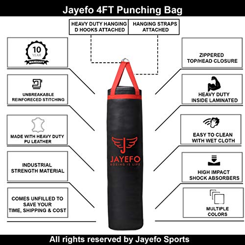 Jayefo Sports Punching Bag Hanging Boxing Bag for MMA, Karate, Judo