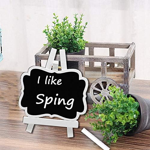 Mini Chalkboard,10 Pack Mini Chalkboards Retro Food Signs with Easel Stand, Small Wood Blackboards for Weddings Birthday Parties Message Table Number and Event Decorations(White)