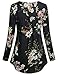 SeSe Code V-Neck Tunic Shirts For Women, Ladies' Soft Long Sleeve Classy and Chic Floral Flowy Blouses Flared Hem Casual Tunic Tops L Black-2