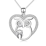 Angel caller Owls Jewelry 925 Sterling Silver Eternal Love Heart Owl Pendant Necklace for Women