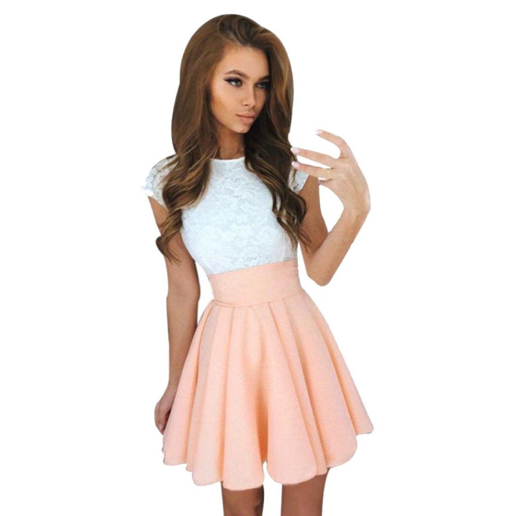 Kangma Women Summer Lace Party Cocktail Ladies Mini Skater Skirt Short