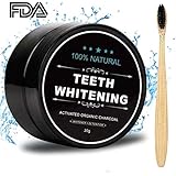 Activated Charcoal Natural Teeth Whitener Teeth Whitening Charcoal Powder Proven Safe For Enamel with Bamboo Brush 1.05 oz