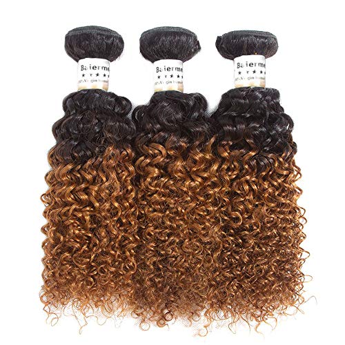 Baiermei 8a Jerry Curl Human Hair Bundles Ombre Brown Kinky Curly