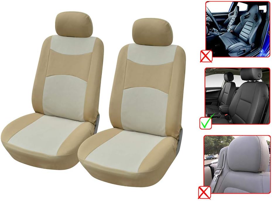 Car Sear Covers 2 Front Polyester Fabric Semi-Custom for Chevrolet Aveo, Cruze, Impala, Spark, Sonic Volt SH-8160 Tan