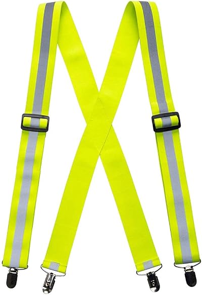 Portwest Hi-Vis Braces Yellow HV56YER - Adjustable Secure Fit Metal Clips
