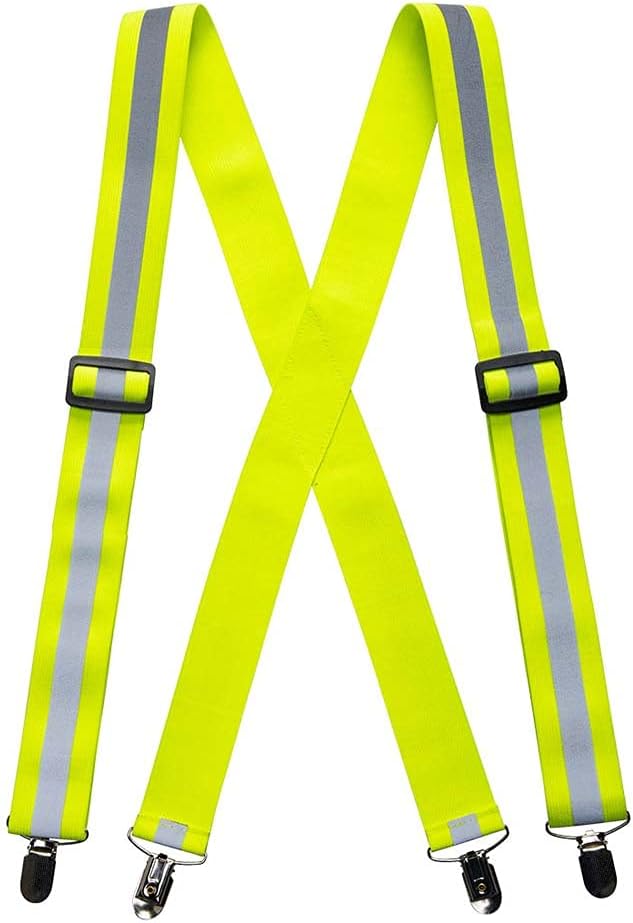 Portwest Hi-Vis Braces Yellow HV56YER - Adjustable Secure Fit Metal Clips
