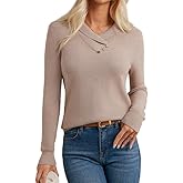 GRACE KARIN Sweaters for Women 2026, Fall Fashion Long Sleeve V Neck Collared Knitted Pullover Sweaters, Dressy Work Top