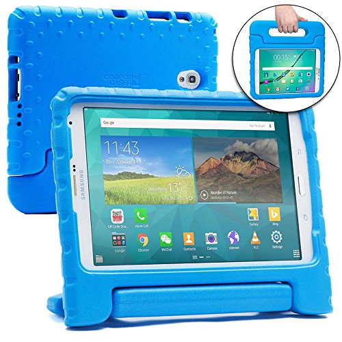 Samsung Galaxy Tab S 8.4 Kids case, [2-in-1 Bulky Handle: Carry & Stand] Cooper Dynamo Rugged Heavy Duty Children's Cover + Handle, Stand & Screen Protector - Boys Girls Elderly (Blue)