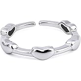 Teppdfann Heart Ring for Women Adjustable Open Ring Silver Plated Love Ring with Heart Details Minimalist Dainty Jewelry for Valentine's Day