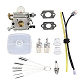 Podoy PB-200 Carburetor for Echo Blower C1U-K78 Tune-Up Kit Air Filter with Cleaning Tool Primer Bulb Fuel Lines Kit PB200 PB201 ES210 ES211 A021000942 A021000943 Shredder