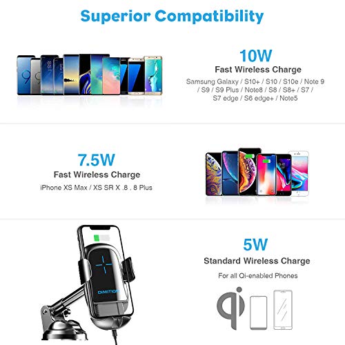 image for DM Dimi Cell Phone Holder for Car Phone Mount Qi Fast Charging Wireles