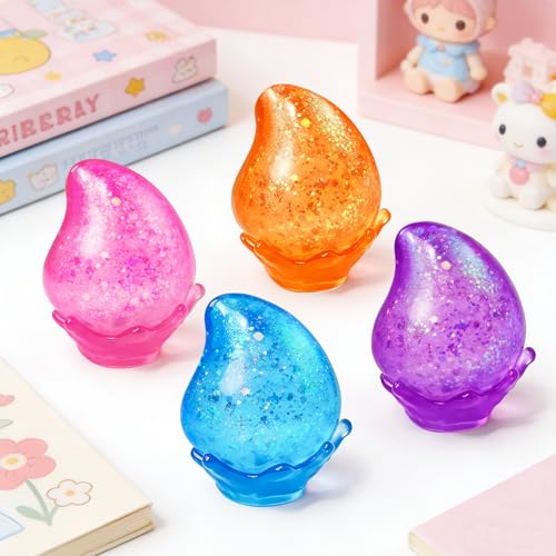 MSYTIFOG 2 Pcs Stress Balls, Water Drop Squishies Squeeze Toys, Stress Relief Fidget Sensory Toy for Kids with Autism, Nice Stress Cube-Drop Gifts for Anxiety Relief Office Easter Birthday (Blue&Pink)