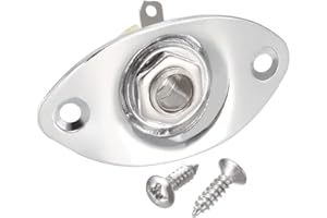 Generic Oval Output Input Jack Plat Socket with Screws for Style Electric Guitar Parts Replacement Chrome