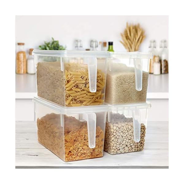 Kurtzy-Kitchen-Fridge-Cupboard-Storage-Containers-with-Handles-and-Lids-4-Pack-305cm12-Inches-Overall-Length-Clear-Plastic-Refrigerator-Tubs-for-Bathroom-Pantry-Drawer-Freezer-and-Home Kurtzy 4 Pack Kitchen Fridge & Cupboard Storage Containers with Handles and Lids - 30.5cm/12 Inches Overall Length…