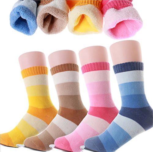 Eilin Children's Winter Warm Thick Cotton Socks Rainbow Socks For Kids Boys Girls 4 Pairs (6-8 years)