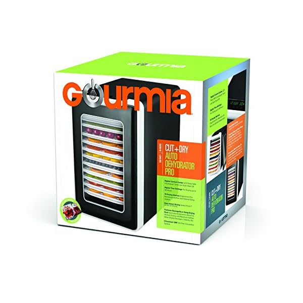 Gourmia-Food-Dehydrator-With-Touch-Digital-Temperature-Control-Ten-Drying-Trays-Plus-Beef-Jerky-Sausage-Hanging-Rack-Sleek-Design-Transparent-Window-Bonus-Cookbook-Black