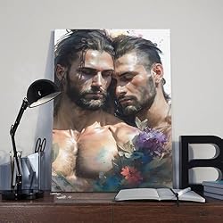 HMLZSJ Nude Muscle Male Torso Portrait Art Gay