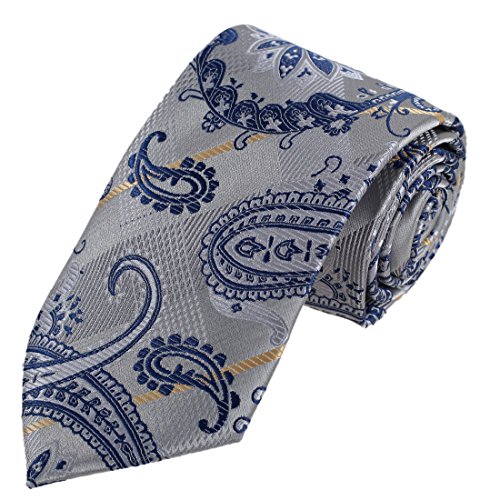 Dan Smith DAA7B08D Grey Blue Patterned Groom Gift Idea Tie Microfiber Friendship Neck Ties