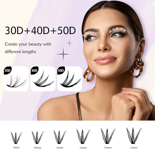 Kit De Extensión De Pestañas,Pestañas Postizas Kit Completo, Mezcla 30D 40D 50D Con Unión Y Sellado De Pestañas De Sujeción Fuerte, 1 Con 320 Pestañas Individuales, Pinzas De Pestañas En Racimo