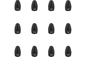 Fishfun 12Pcs Tungsten Flipping Fishing Weights, Sizes Engraved Worm Sinkers for Bass Fishing