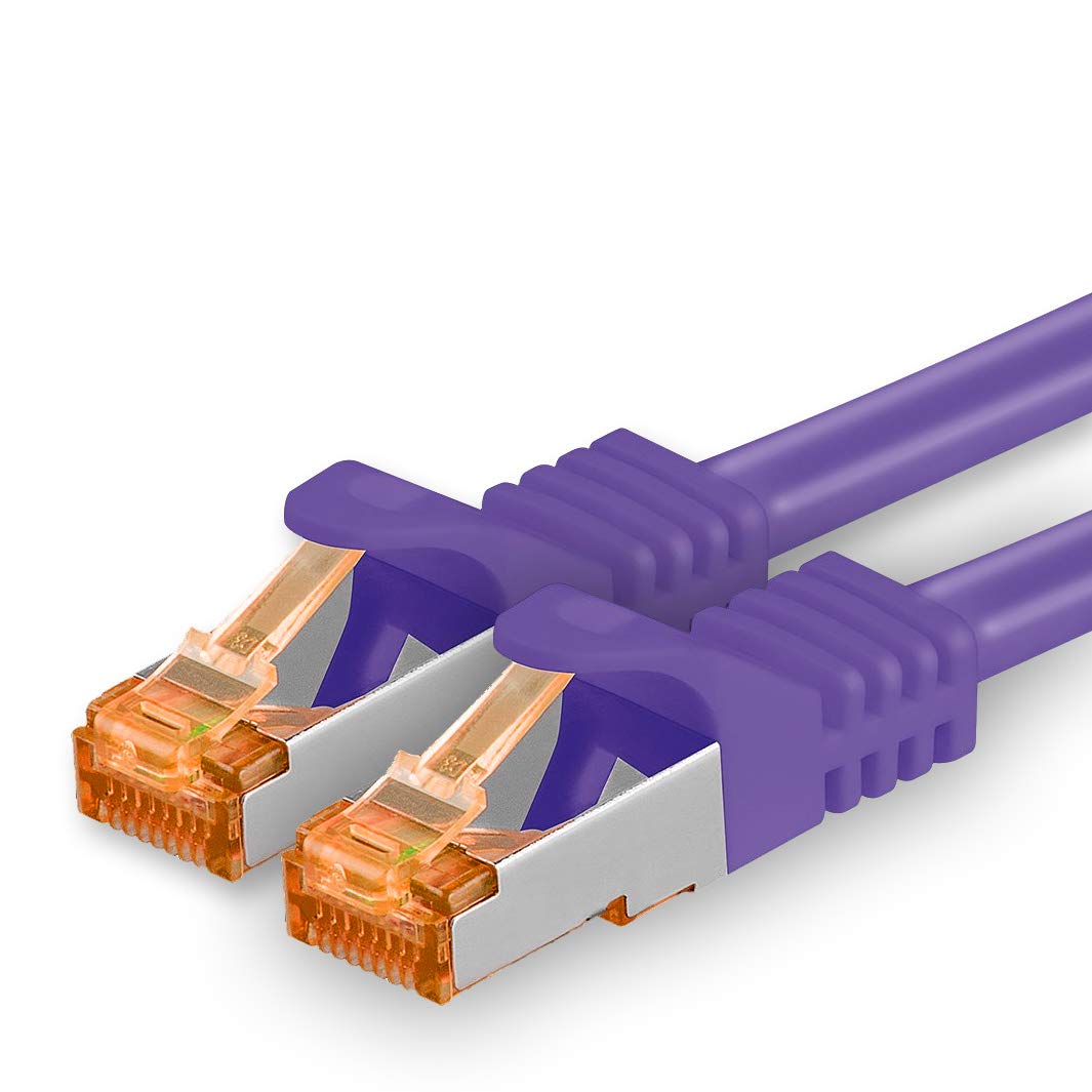 1aTTack.de 15 m - Cat.7 Network Cable Purple - 1 Piece Gigabit Ethernet LAN Cable 10000 Mbit S Patch Cable Cat7 Cable S FTP PIMF Shielding LSZH Cat.7 Raw Cable RJ45 Connector Cat 6a - 1 x 15 m