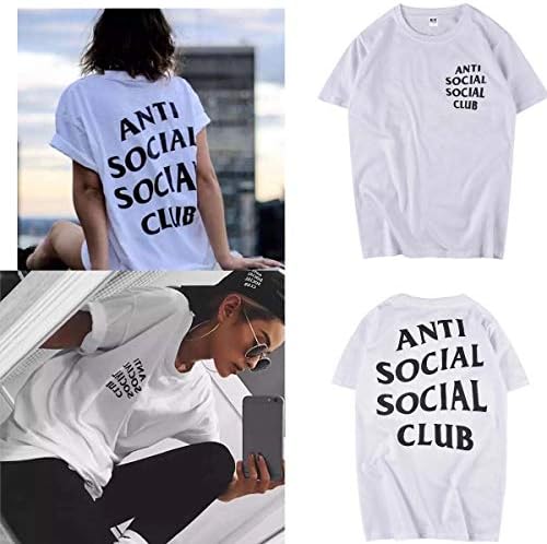 YISUGAR Anti Social Club Funny Letter Print T-Shirts Street Fashion Short Sleeve Cotton Tees