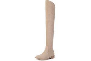 Shoe'N Tale Women's Over The Knee Boots Thigh High Low Block Heel Pointed Toe Long Stretch Boots