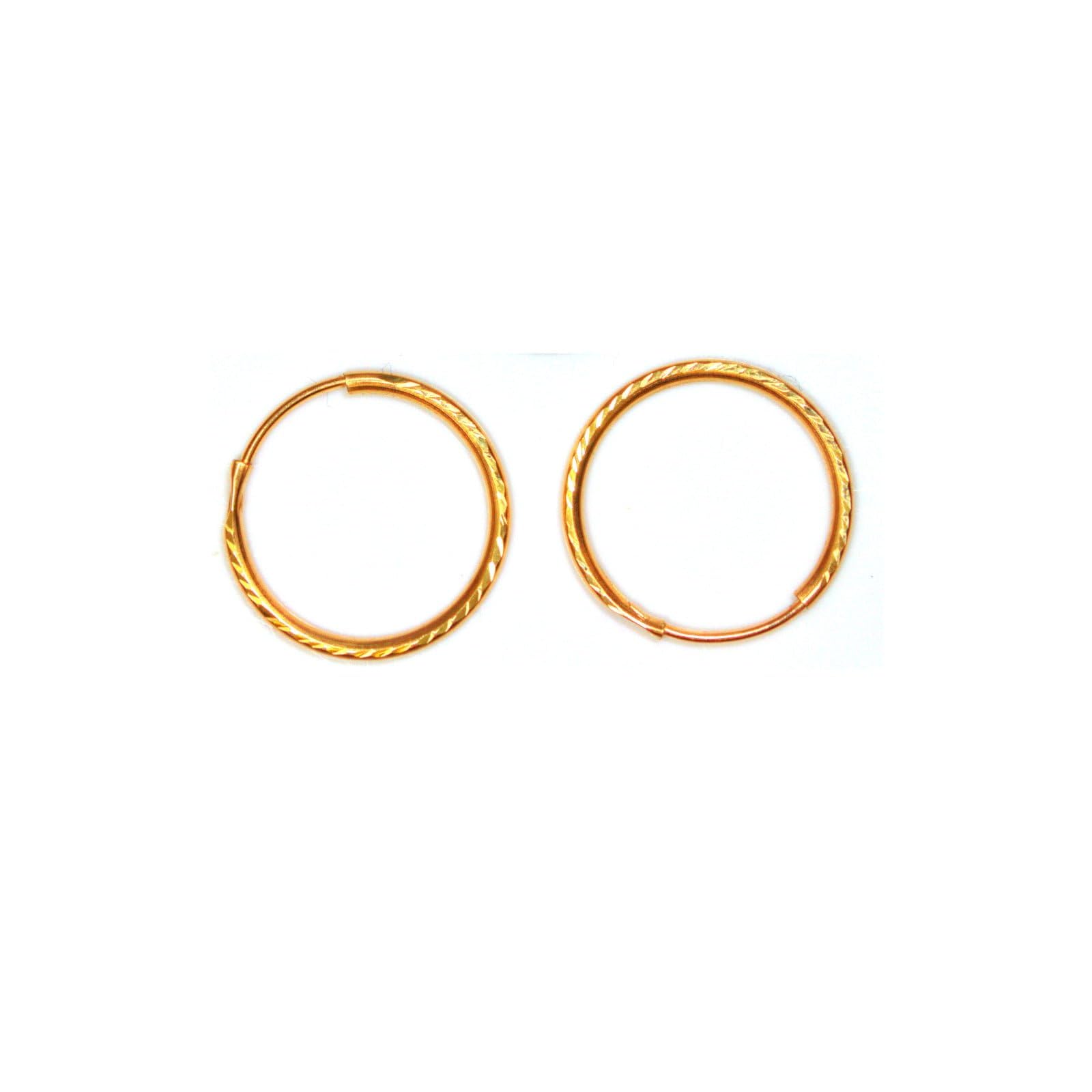 Arranview Jewellery Pair of 14mm 9ct gold hoop earrings. Diamond cut finish and medium weight — image 1