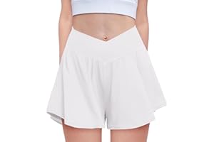 Zaclotre Girls Flowy Shorts with Spandex Liner V Crossover 2 in 1 Athletic Running Shorts with Pockets Kids Butterfly Skorts
