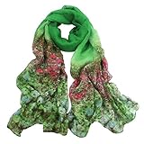 Suppion 1pc Women's Floral Print Long Scarf Shawl Wrap Pashmina (Flower Green)