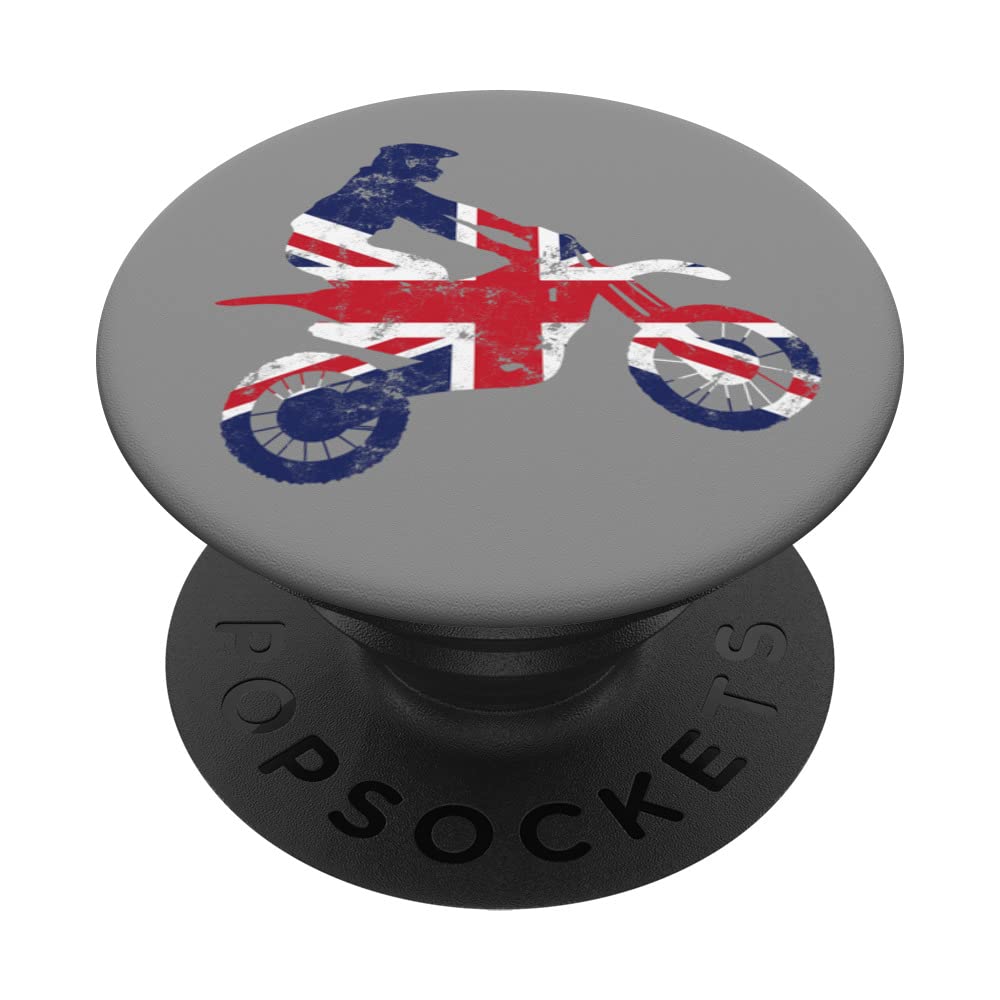 Biker UK GB Union Jack Motocross Dirt Bike Patriot Downhill PopSockets Swappable PopGrip