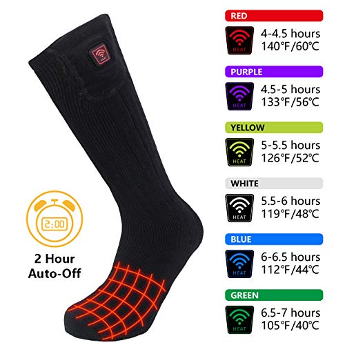 CREATRILL Heated Socks w/Rechargeable Batteries, Men Women Winter Heating Thermal Sock w/Remote Control for Cold Feet Ski Hunting Camping Hiking Riding Motorcycle Foot Warmer