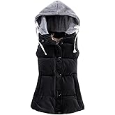 Yeokou Women's Slim Sleeveless Quilted Removable Hooded Winter Puffer Vest Coat