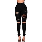 DLAYBGFA Ripped Skinny Jeans for Women High Waisted Stretch Slim Fit Distressed Denim Jeans Pants