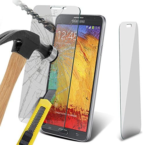 ONX3® ( Pack Of 1 ) Samsung Galaxy Note 3 Neo Case Custom Made Tempered Glass Crystal Clear LCD Screen Protectors Packs With Polishing Cloth &amp; Application Card